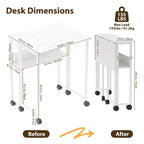 Mesa Plegable Pequeña con Ruedas y Estante de Almacenamiento, Escritorio de Computadora Plegable con Ruedas, Escritorio de Oficina Portátil para Espacios Pequeños, Mesa de Sofá