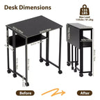 Mesa Plegable Pequeña con Ruedas y Estante de Almacenamiento, Escritorio de Computadora Plegable con Ruedas, Escritorio de Oficina Portátil para Espacios Pequeños, Mesa de Sofá