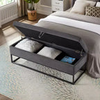 TUYOHW 58.6 Banco otomana de moda para pie de cama con almacenamiento, otomana de terciopelo de lujo, banco decorativo relleno de espuma suave con patas de hierro, capacidad de 227 kg
