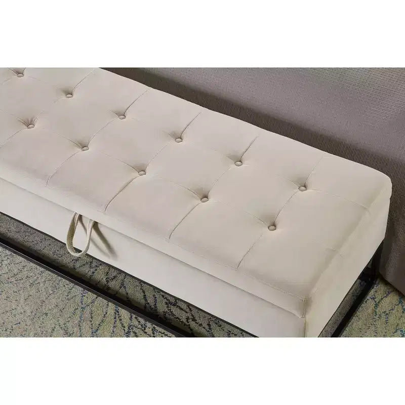 TUYOHW 58.6 Banco otomana de moda para pie de cama con almacenamiento, otomana de terciopelo de lujo, banco decorativo relleno de espuma suave con patas de hierro, capacidad de 227 kg