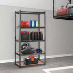 Estantería de almacenamiento de 30x12x60 pulgadas, 5 estantes ajustables con capacidad de 2000 lb, estantería metálica de alta resistencia para garaje, organizador utilitario, negra