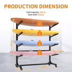 VIYET 80H Estante organizador para kayak independiente, soporte ajustable de alta resistencia con ruedas bloqueables, capacidad para 4 kayaks/canoas/SUP/tablas de surf (negro)