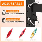 VIYET 80H Estante organizador para kayak independiente, soporte ajustable de alta resistencia con ruedas bloqueables, capacidad para 4 kayaks/canoas/SUP/tablas de surf (negro)
