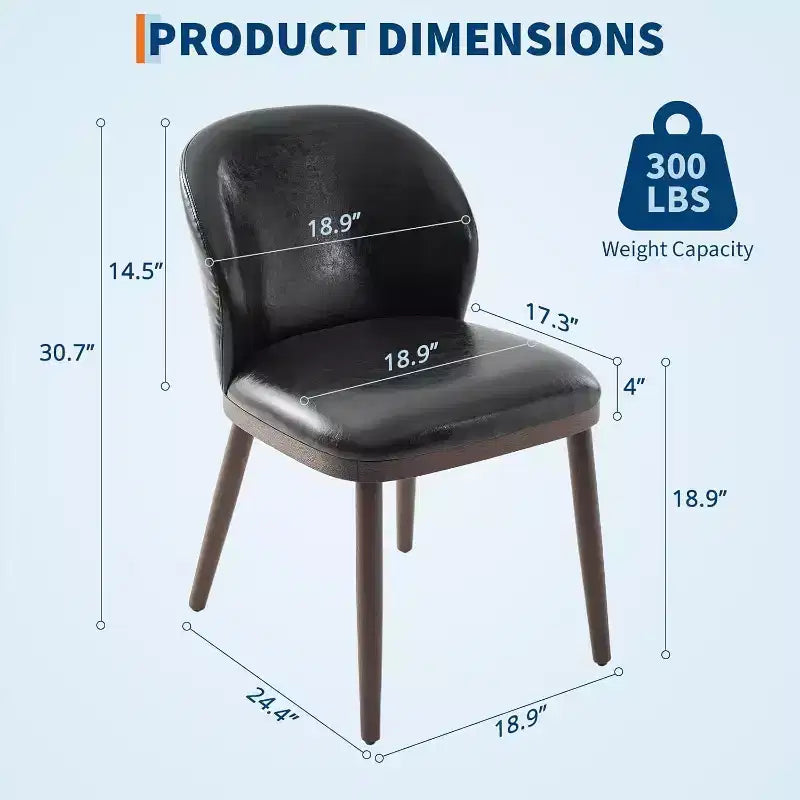 Juego de 4 sillas de comedor, sillas de cocina modernas tapizadas con respaldo ergonómico, sillas de cocina con patas de madera para comedor, negras