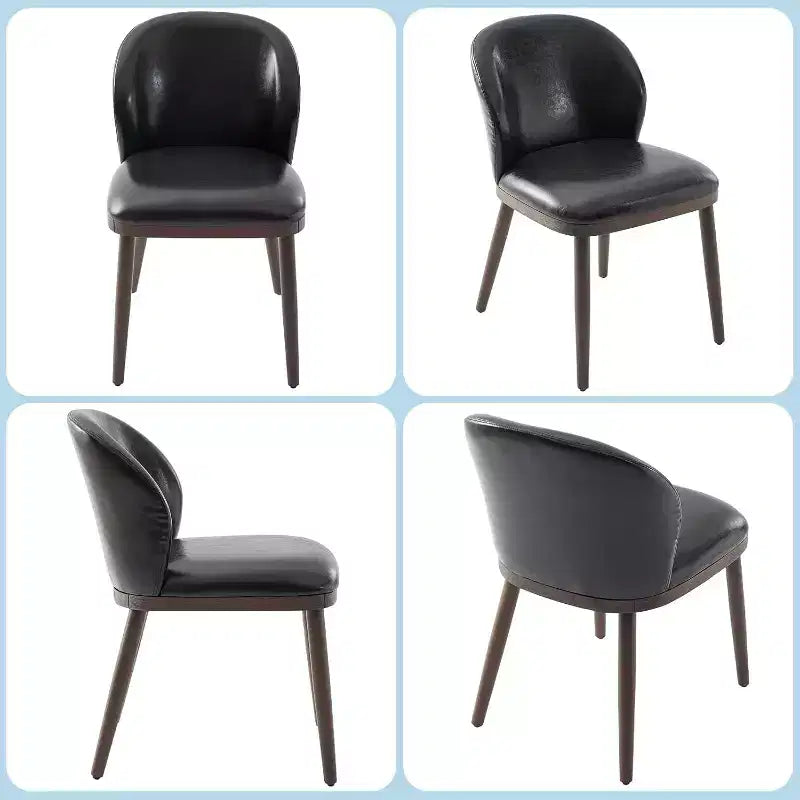 Juego de 4 sillas de comedor, sillas de cocina modernas tapizadas con respaldo ergonómico, sillas de cocina con patas de madera para comedor, negras