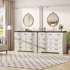 Cómoda para dormitorio con 9 cajones, cómoda vintage de 47 pulgadas de ancho con tiradores de metal y textura natural, cómoda de madera para sala de estar, pasillo