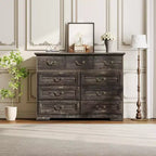 Cómoda para dormitorio con 9 cajones, cómoda vintage de 47 pulgadas de ancho con tiradores de metal y textura natural, cómoda de madera para sala de estar, pasillo