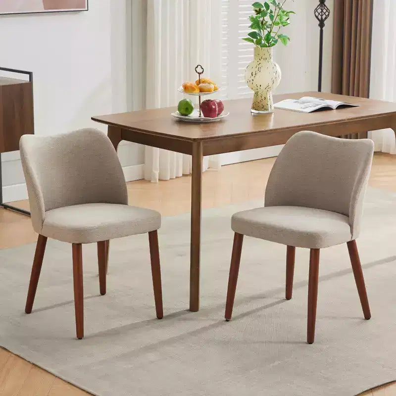 Mid-century Modern Style Dining Chair with High Back and Wooden Legs, Suitable for Dining and Living Room, Set of 2