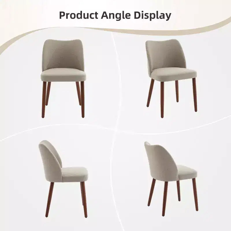 Silla de comedor de estilo moderno de mediados de siglo con respaldo alto y patas de madera, adecuada para comedor y sala de estar, juego de 2