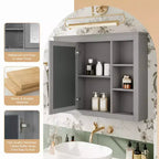 CASAINC 35 x 27.5 Espejo para baño con 6 estantes abiertos, gabinete de medicinas montado en la pared (sin tocador)