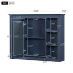 CASAINC 35 x 27.5 Espejo para baño con 6 estantes abiertos, gabinete de medicinas montado en la pared (sin tocador)