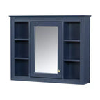 CASAINC 35 x 27.5 Bathroom Mirror Cabinet with 6 Open Shelves, Wall Mounted Medicine Cabinet (No Vanity)