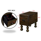 Mesa Auxiliar de Madera Maciza con Cajón, Mesa Auxiliar Estrecha de 23.6 pulgadas para Espacios Pequeños