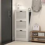 Zapatero de 3 niveles con puerta abatible y estantes ajustables, blanco