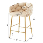 Juego de 2 taburetes de bar con asiento acolchado de terciopelo y patas de metal