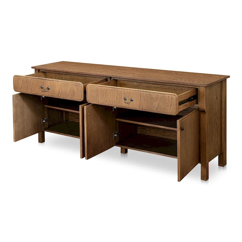 Aparador con cajones, marrón cálido - 78.5"An x 19.76"Prof x 32"Al