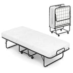 Cama Plegable con Ruedas y Colchón de Espuma Viscoelástica con Gel de 10 cm, Tamaño Cuna 74 x 31, Capacidad 220 kg