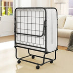 Cama Plegable con Ruedas y Colchón de Espuma Viscoelástica con Gel de 10 cm, Tamaño Cuna 74 x 31, Capacidad 220 kg
