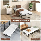 Cama Plegable con Ruedas y Colchón de Espuma Viscoelástica con Gel de 10 cm, Tamaño Cuna 74 x 31, Capacidad 220 kg