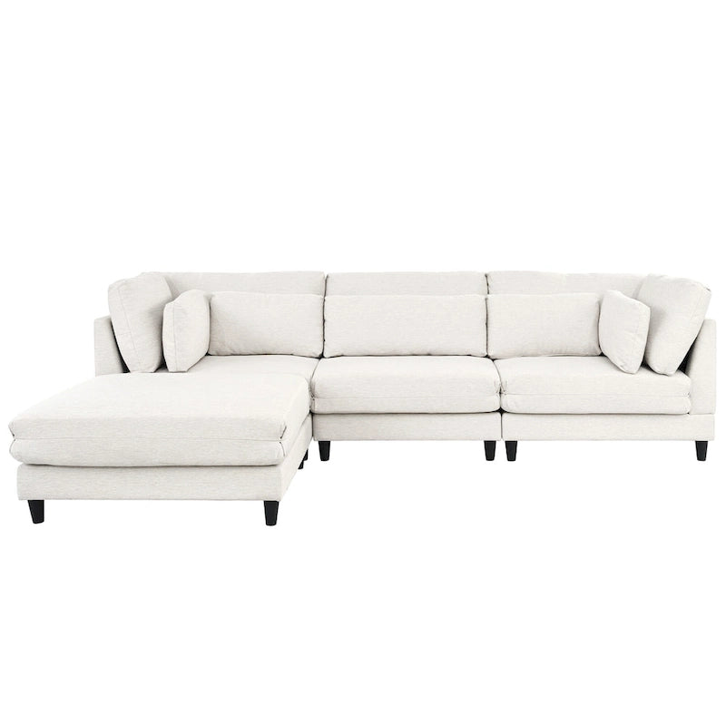 Sofá modular seccional con otomana y almohadas