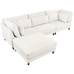 Sofá modular seccional con otomana y almohadas