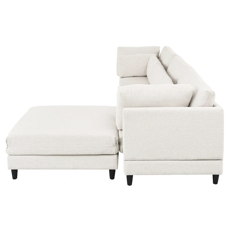 Sofá modular seccional con otomana y almohadas