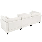 Sofá modular seccional con otomana y almohadas