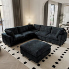 Sofá Seccional Modular de 6 Piezas con Chaise y Otomana
