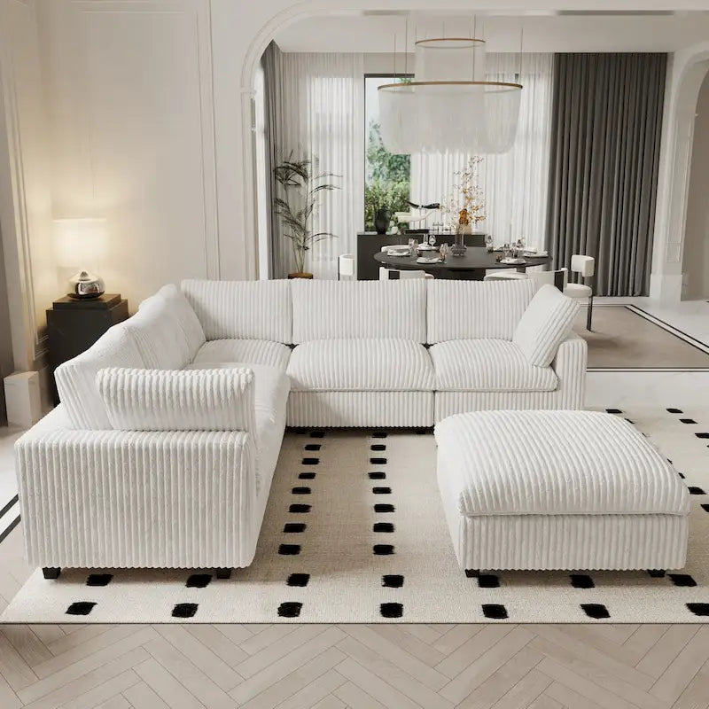 Sofá Seccional Modular de 6 Piezas con Chaise y Otomana