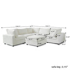 Sofá Seccional Modular de 6 Piezas con Chaise y Otomana
