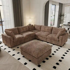 Sofá Seccional Modular de 6 Piezas con Chaise y Otomana