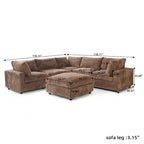Sofá Seccional Modular de 6 Piezas con Chaise y Otomana