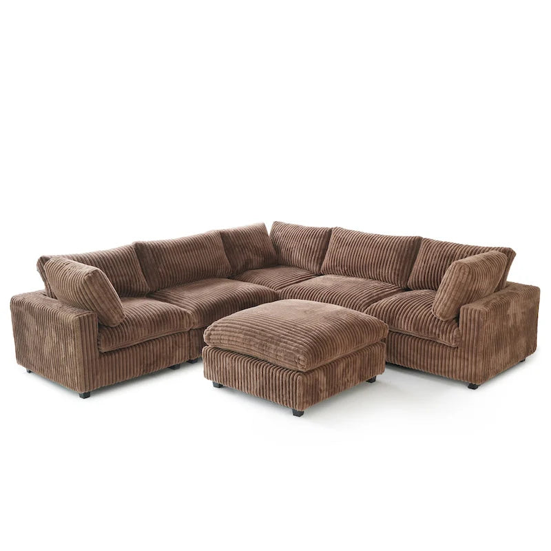 Sofá Seccional Modular de 6 Piezas con Chaise y Otomana