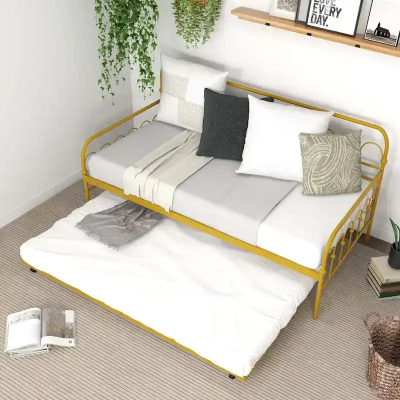Sofá cama de metal tamaño individual con cama nido