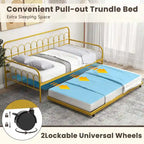 Sofá cama de metal tamaño individual con cama nido
