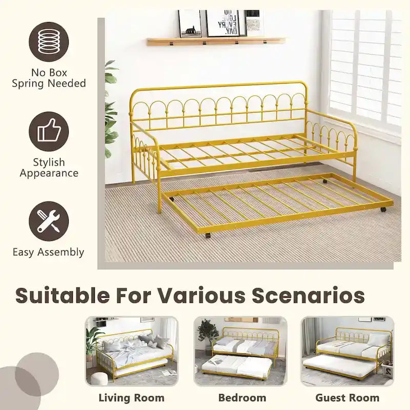 Sofá cama de metal tamaño individual con cama nido