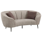 Sofá biplaza curvado de 84 pulgadas en beige con 2 cojines decorativos