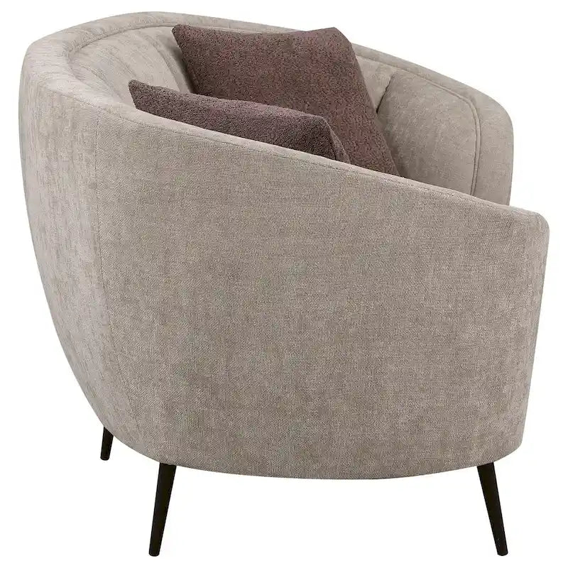 Sofá biplaza curvado de 84 pulgadas en beige con 2 cojines decorativos
