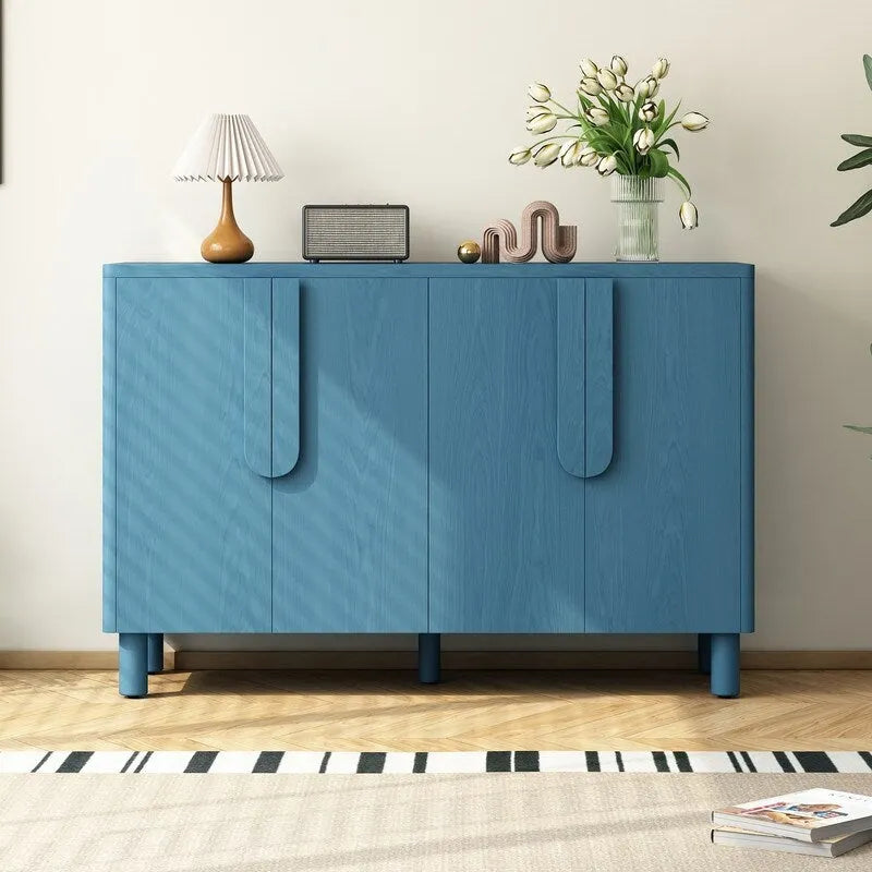 Mueble bufet de 4 puertas con estantes ajustables y tiradores en forma de arco