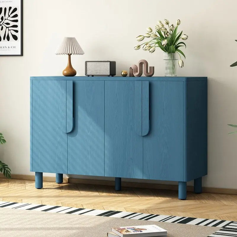 Mueble bufet de 4 puertas con estantes ajustables y tiradores en forma de arco