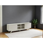 Mueble de TV moderno con armario de 2 puertas y 4 estantes abiertos