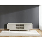 Mueble de TV moderno con armario de 2 puertas y 4 estantes abiertos