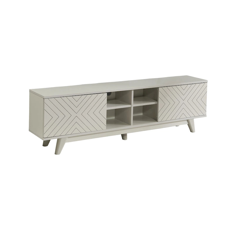 Mueble de TV moderno con armario de 2 puertas y 4 estantes abiertos