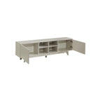 Mueble de TV moderno con armario de 2 puertas y 4 estantes abiertos