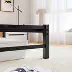 Base de cama metálica Queen con cabecero de madera, iluminación LED y cabecero con almacenamiento