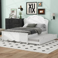 Cama de plataforma de madera tamaño matrimonial con cabecero y cama nido individual