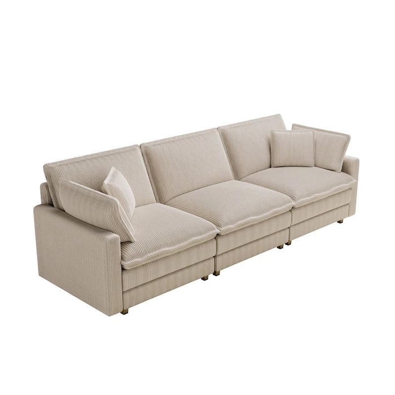 103 Sofá de 4 plazas Corduroy Modern Classic con asiento profundo y 4 cojines