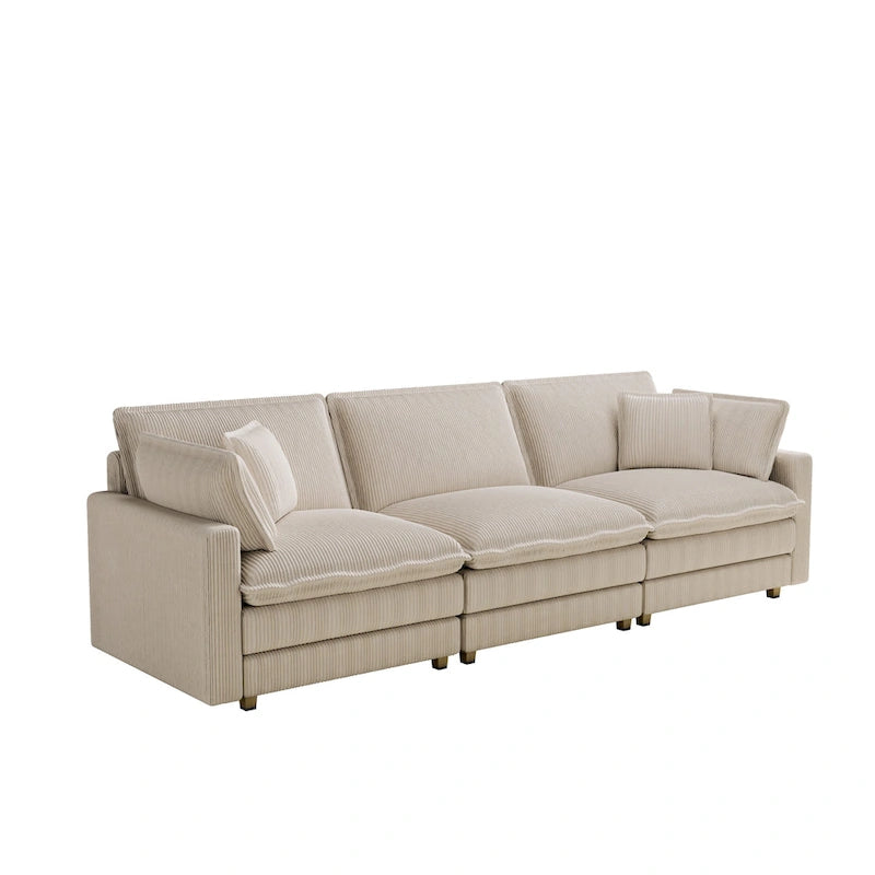 103 Sofá de 4 plazas Corduroy Modern Classic con asiento profundo y 4 cojines