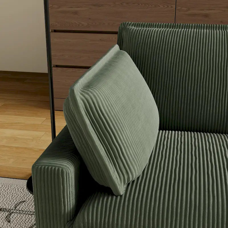 103 Sofá de 4 plazas Corduroy Modern Classic con asiento profundo y 4 cojines