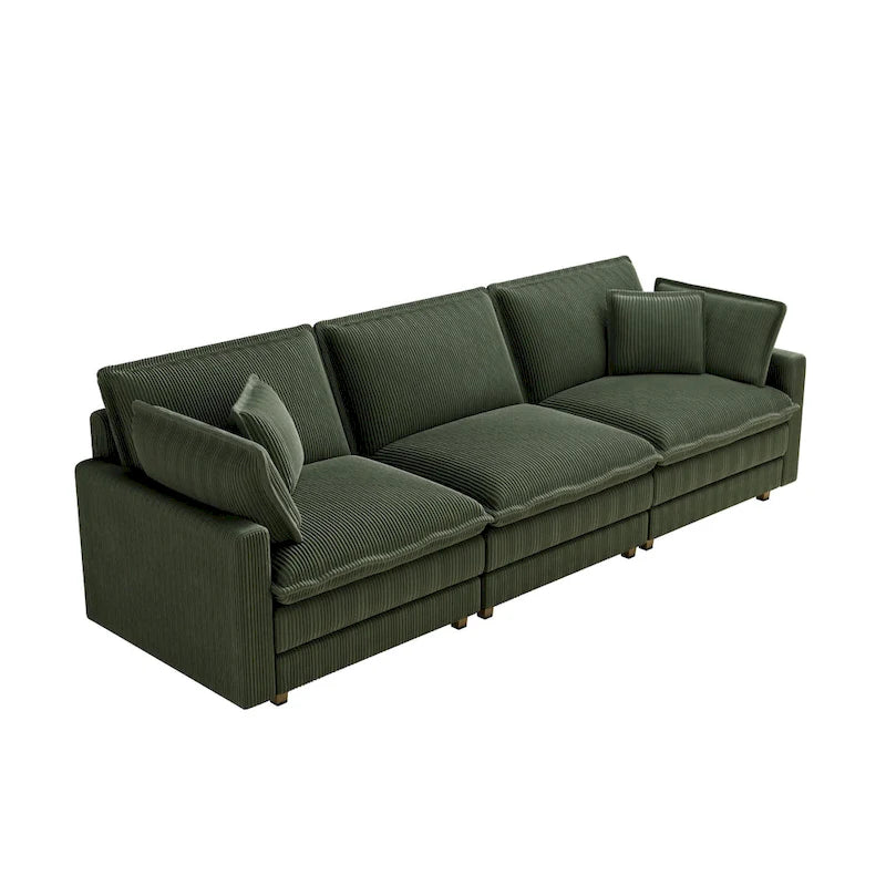 103 Sofá de 4 plazas Corduroy Modern Classic con asiento profundo y 4 cojines